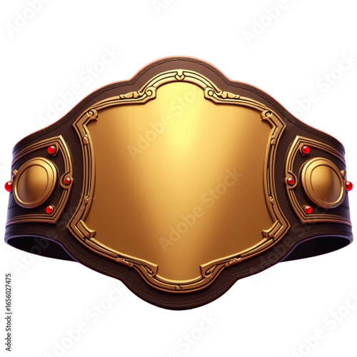 Coiled Gold and Leather Championship Belt on a Red Background