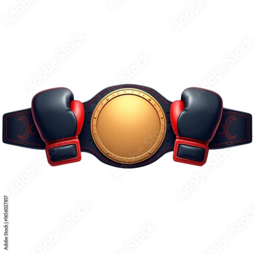 Champion's Gear Set with a Belt and Boxing Gloves - Vector Icon