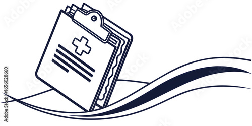 Medical records clipboard with a white cross on it, representing healthcare, diagnostics, and patient information.
