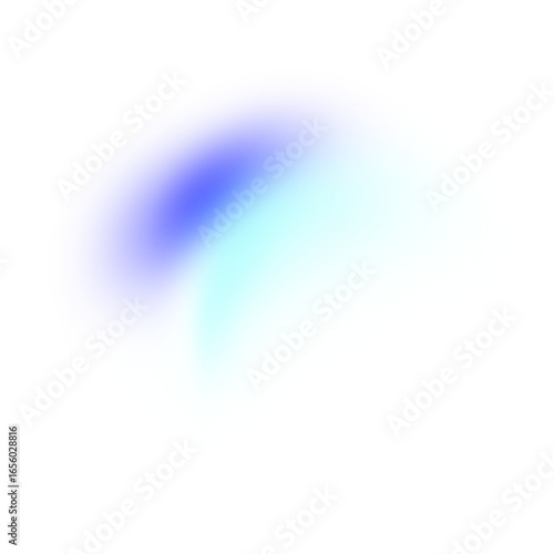 Vibrant abstract  blue teal white color blurry gradient shape isolated on transparent background. Smooth glowing light. Modern texture for brochure banner header poster cover wallpaper backdrop design