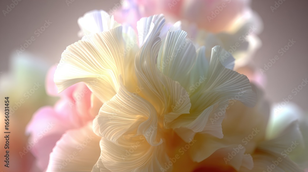 Fototapeta premium Delicate, pastel-hued, flowing petals