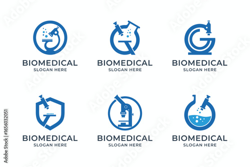 set of biomedical logo designs. collections of symbol biomedical.