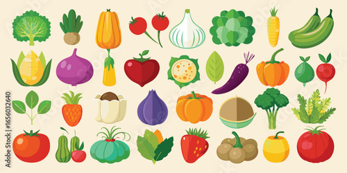 Colorful Variety of Vegetables and Fruits An Abundance of Fresh and Nutritious Produce for Healthy Eating and Visual Delight