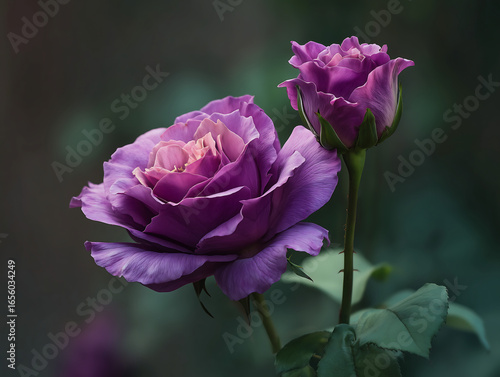 Elegant Purple Roses in Bloom A Captivating Floral Display