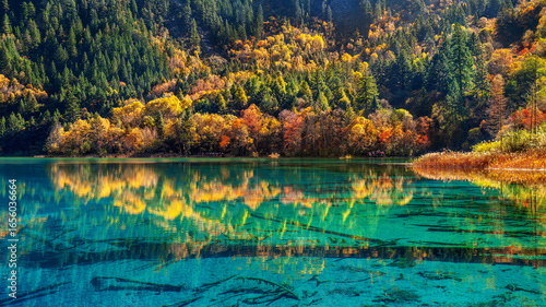 Jiuzhaigou national park in autumn, China.