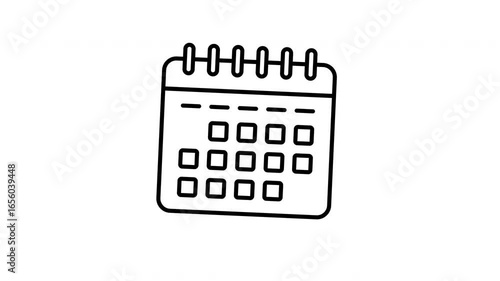 Animated calendar in line icon style, suitable for time management, scheduling, and planning concept illustrations