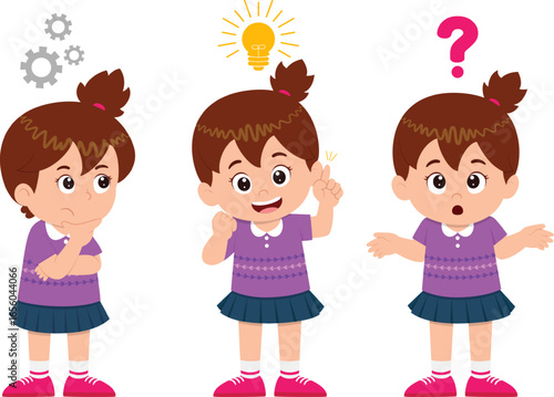 happy cute kid girls search idea process