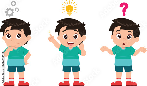happy cute kid boys search idea process