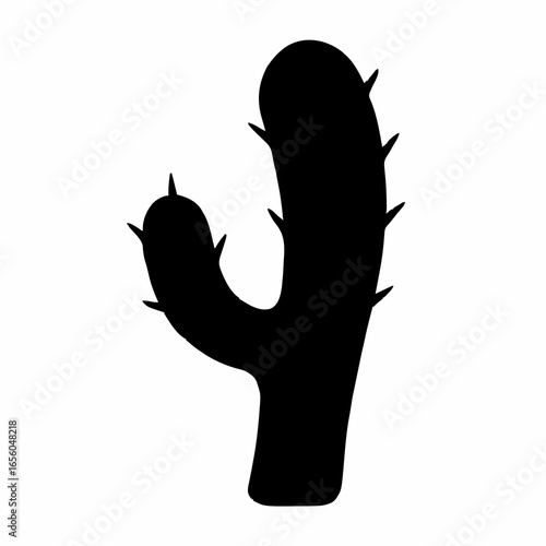 Black Cactus Silhouette – Desert Plant Icon for Nature, Resilience, and Southwestern Design