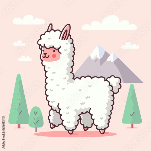 cartoon alpaca vector illustration