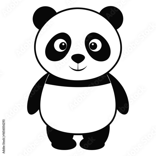 Simple Panda Cartoon Character Isolated on White Background