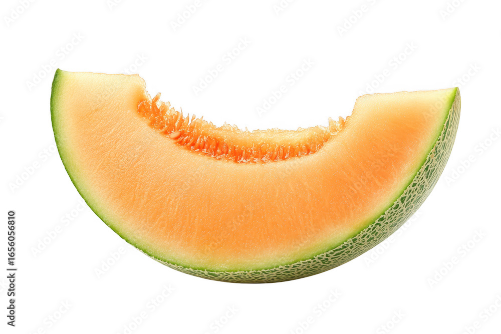 Cantaloupe slice fruit healthy sweet juicy dessert food fresh ripe vegetarian diet vitamin nutrition orange green isolated on transparent background Cantaloupe slice fruit healthy sweet juicy dessert food fresh ripe vegetarian diet vitamin nutrition orange green isolated on transparent background