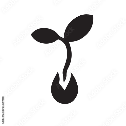 Vector illustration of a black silhouette of a snake and an abstract symbol in a tattoo design Seedling