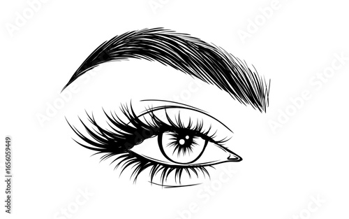 Eye, Lash and Eyebrow Vector Icons for Beauty and Makeup Branding. Feminine Silhouettes with Glam Lashes and Perfect Brows