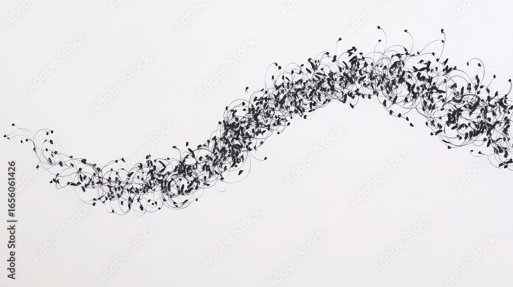 Obraz premium Elegant abstract composition of flowing black lines on a clean white canvas