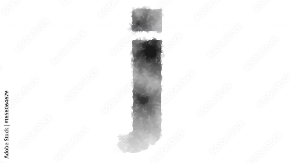 The lowercase letter “j” appears as if ink has bled onto the paper ...