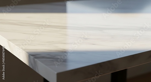 Angled View of a Marble Tabletop with Dramatic Light and Shadow