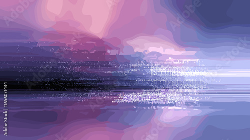 Abstract glitch vector background with soft purple and pink hues  