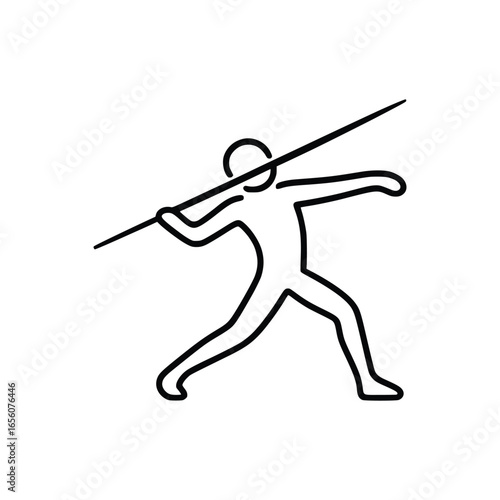javelin throw sport icon flat color vector illustration template design