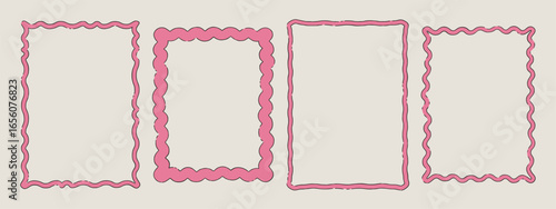 Romantic style frames. Place for text. Scallop, wavy shaped  backgrounds. Design for card, quote, poster. Cute, coquette design. Vintage, retro, nostalgic frame.