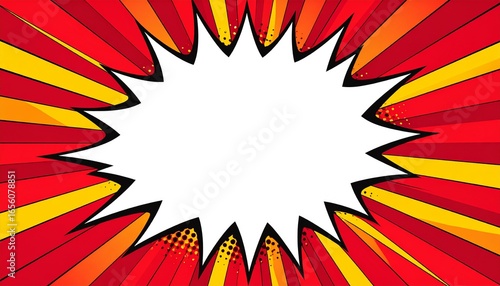 A comic speech bubble on red background emotion scene colorful backgrounds illustration style depth frame figure gesture cartoonish layers elements expression composition motion creative