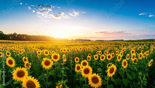 A field of sunflowers at sunset background backgrounds movement elements composition frame design figure illustration motion creative layers depth gesture cartoonish style colorful