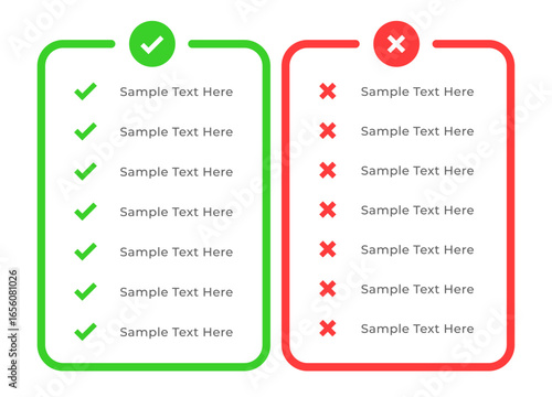  Pros Cons Business Wrong Cross Mark Right Do Sign Yes Comparison advantages disadvantages list template with thumbs up and down. transparent png and vector illustration