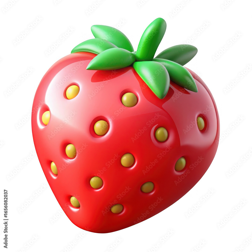 Obraz premium 3d stylized strawberry fruit with realistic texture and vivid red color transparent background