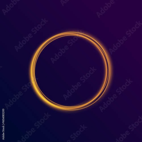 Shine spreads across black round circle with glowing flare effects golden dust abstract design luxury poster trail glitter spark celebration neon card motion decoration texture spin glamour illustrati