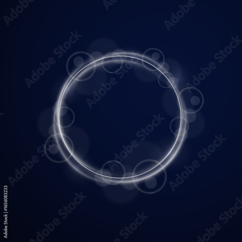 Gold sparks fly around bright abstract circle frame glowing light glittering shimmer star vector magic confetti festive banner poster illustration comet spin celebration motion decoration trail textur