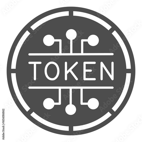 Coin of non fungible token solid icon, NFT multiverse concept. Vector graphics. Defi coin, in game currency sign on white background, glyph style icon for mobile or web design.