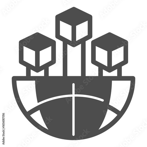 World globe of crypto tokens solid icon, NFT multiverse concept. Vector graphics. Crypto assets exchange sign on white background, glyph style icon for mobile or web design.