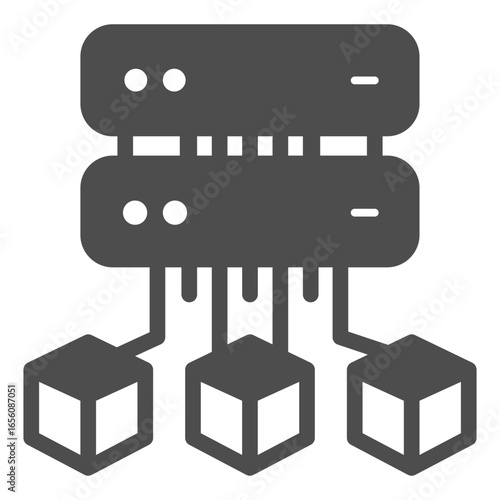 Storage server of crypto tokens solid icon, NFT multiverse concept. Vector graphics. Crypto assets exchange sign on white background, glyph style icon for mobile or web design.