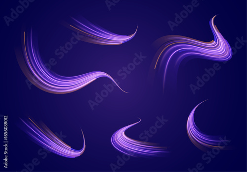 Technology connects digital network stream motion streak neon blur abstract line pattern futuristic trail energy electric glow pink blue design
