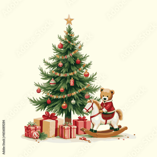 new year christmas tree on white background isolated
