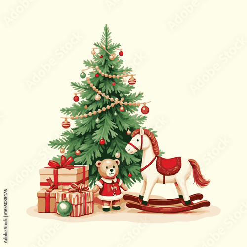 new year christmas tree on white background isolated
