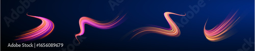 Dark and bright neon patterns blur across futuristic trail motion streak line digital energy network stream abstract electric glow pink blue design