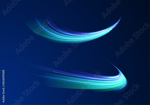 Abstract neon trail streaks blur motion line digital energy electric pattern futuristic network stream glow pink blue background design technology art
