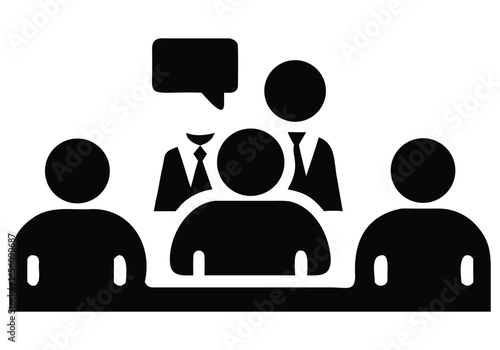 Board Meeting Silhouette on white background