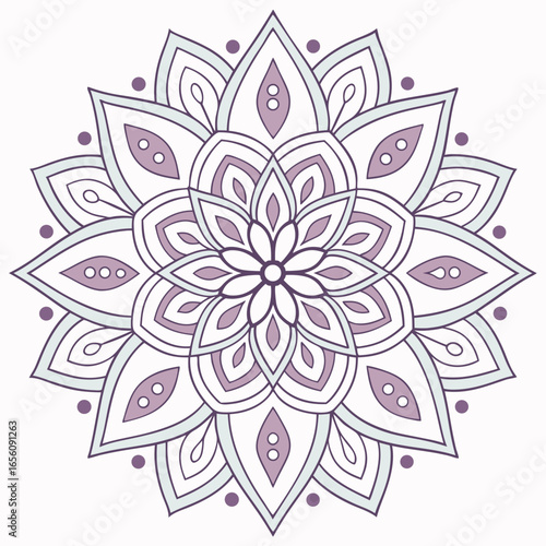 Intricate floral mandala design in pastel lilac and light blue tones for meditation and spiritual practices a vector illustration perfect for backgrounds and patterns