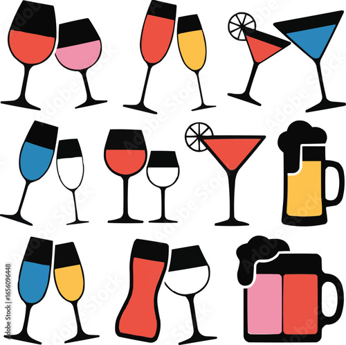 set of different drinks