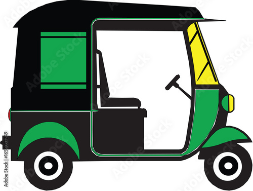 Silhouette auto rickshaw vector illustration iconic three wheeled vehicle. auto rickshaw drawn on white background. 