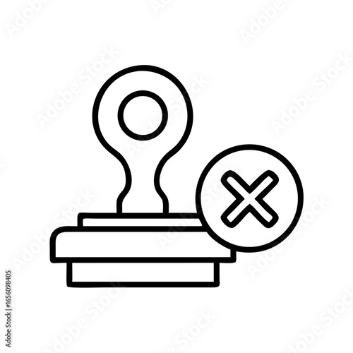 Cancel stamp icon depicting a seal with a cross mark  