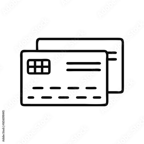 Credit card illustration in linear style on white background  