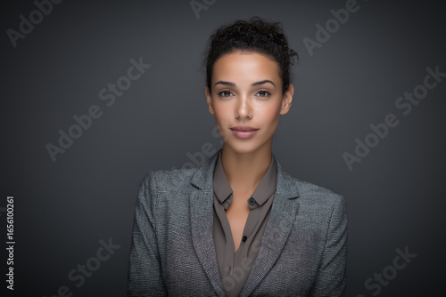 Confident Businesswoman Portrait in Gray Suit - Corporate Headshot