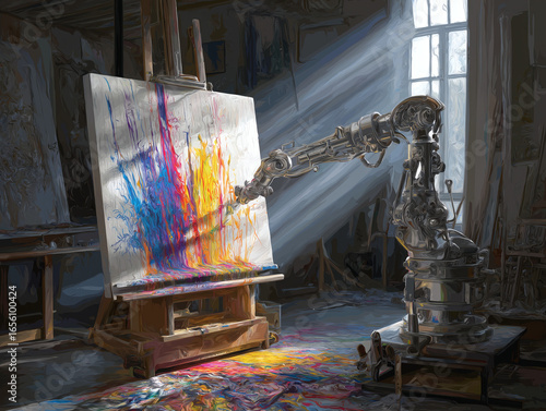 Robot Arm Painting: AI Art Studio with Innovative Automated Process in Colorful Abstract Styles