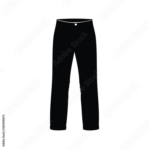 Black Pants, Classic Style, Isolated on White Background, Fashionable Garment, Black Pant Vector Illustration