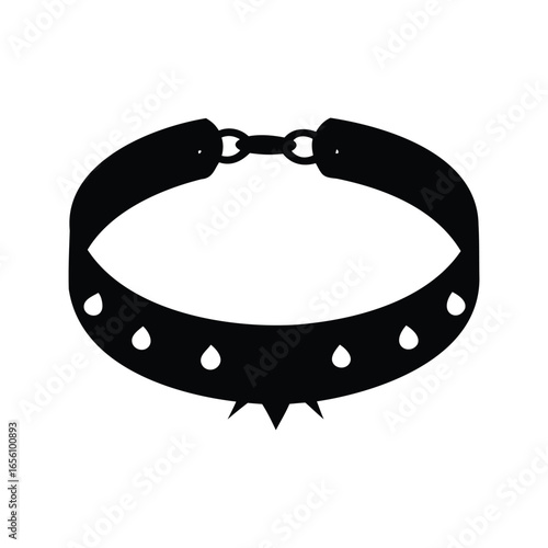 Black silhouette of a spiked collar with rings in a simple style vector illustration