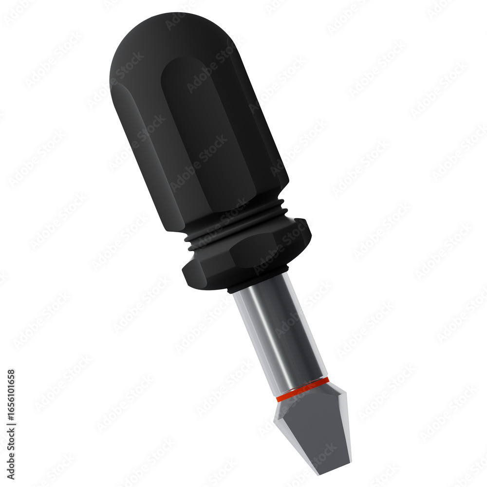 Fototapeta premium 3D realistic flathead screwdriver with metal tip and ergonomic handle