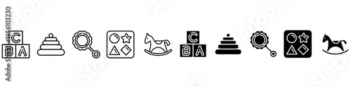 Kids toys icon vector set. Baby illustration sign collection. child symbol or logo.